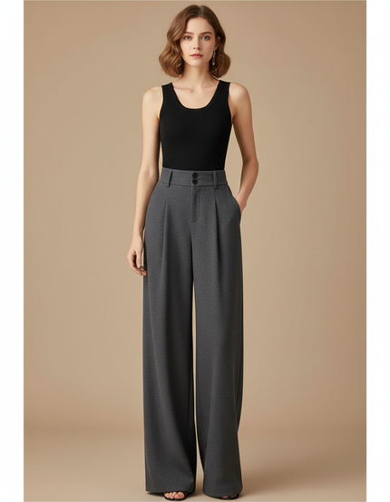 Pantalon Fluide Femme Automne Hiver - Gris Polyester