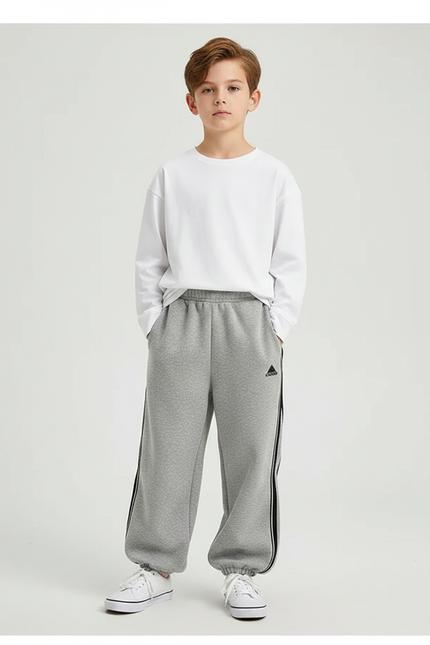 Pantalon Fluide Gris Ample Sport Décontracté Enfant - Molleton
