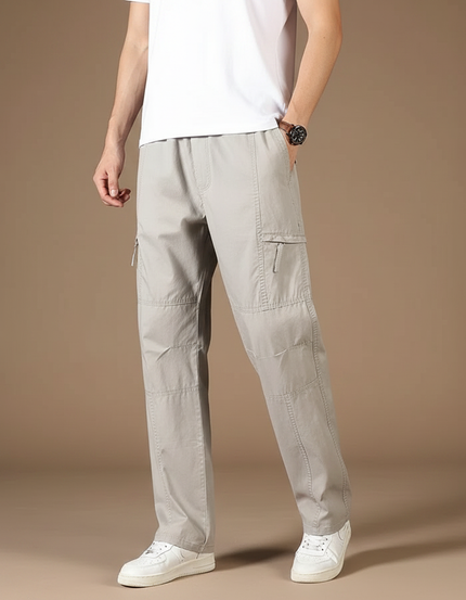 Pantalon Fluide Cargo Gris Homme Décontracté Confortable - Toile