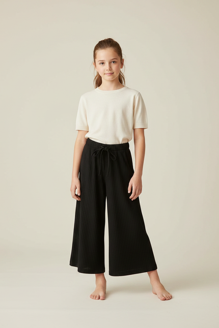 Pantalon Fluide Noir Fille - Maille