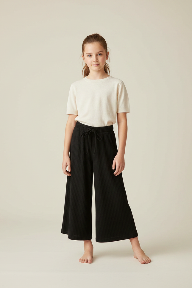 Pantalon Fluide Noir Fille - Maille