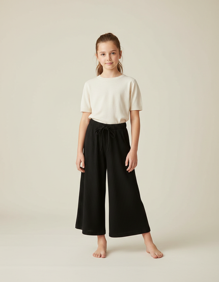 Pantalon Fluide Noir Fille - Maille