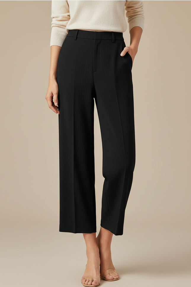 Pantalon Fluide Femme Noir Palazzo Crêpe - Viscose