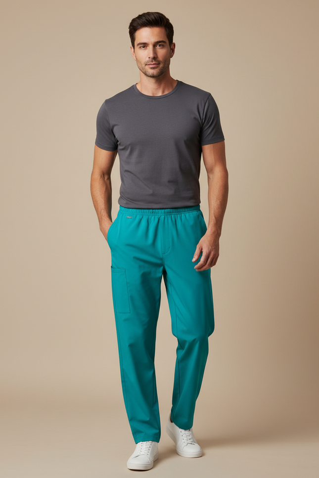 Pantalon Fluide Vert Émeraude Droit Décontracté Homme - Polyester
