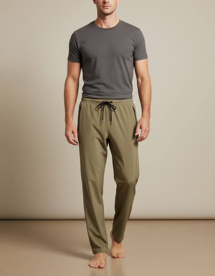 Pantalon Fluide Vert Kaki - Polyester
