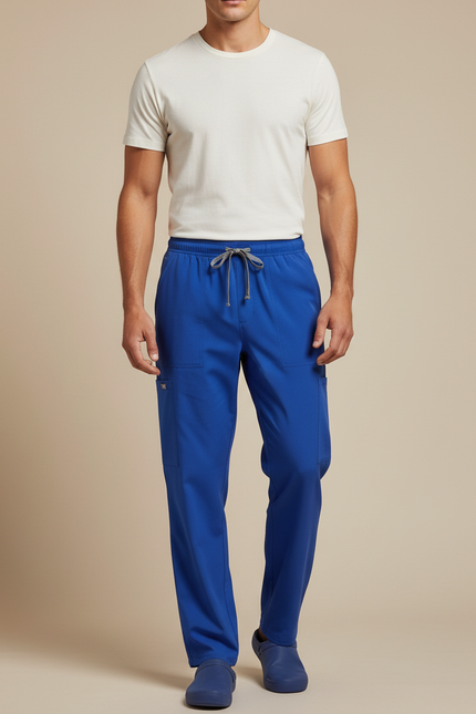 Pantalon Fluide Bleu Royal Droit Décontracté Homme - Polyester