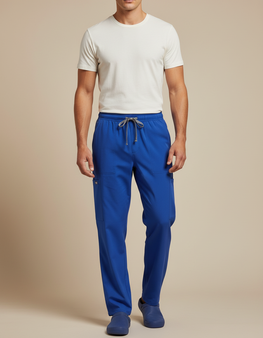 Pantalon Fluide Bleu Royal Droit Décontracté Homme - Polyester