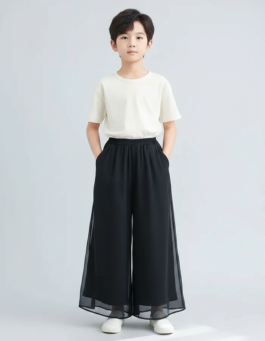 Pantalon Fluide Mousseline - Noir Polyester