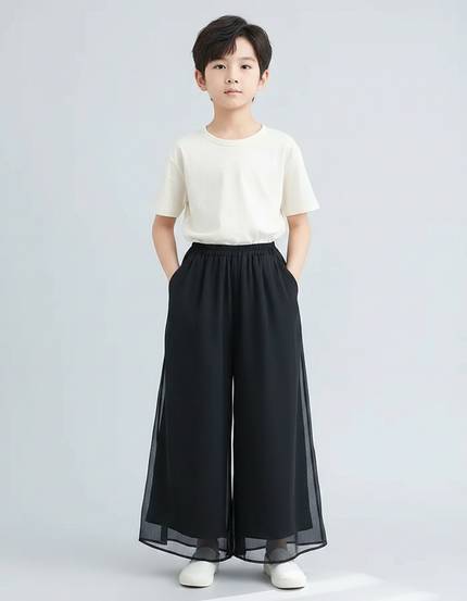 Pantalon Fluide Mousseline - Noir Polyester