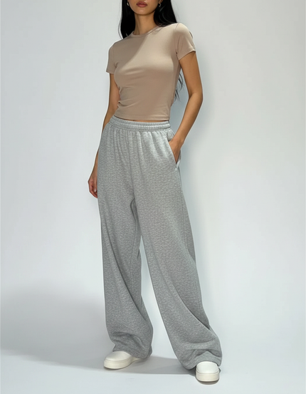 Pantalon Fluide Gris Ample Décontracté Molleton Jogger