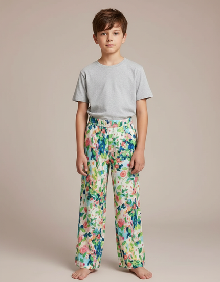 Pantalon Fluide Imprimé Floral Ample Décontracté Multicolore - Lin