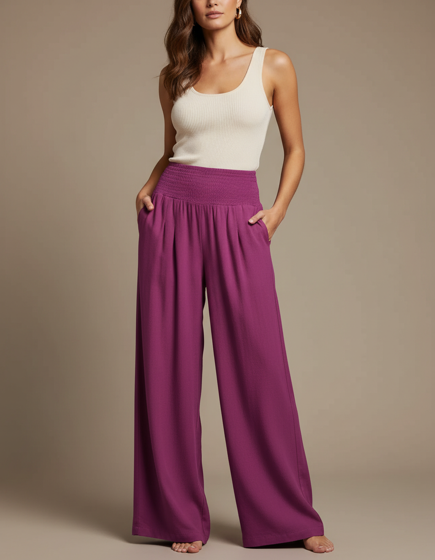 Pantalon Fluide Fuchsia - Rose Viscose