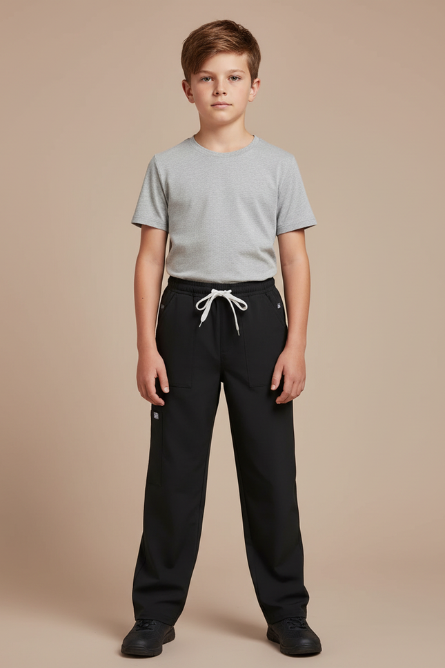 Pantalon Fluide Garçon Noir Coupe Ample Polyester