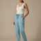 Pantalon Fluide Bleu Ciel Cargo Zippé Femme - Polyester