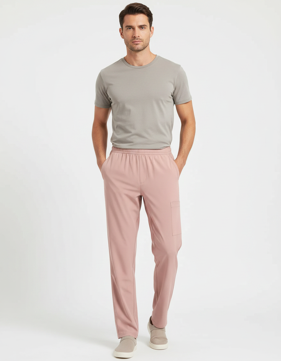 Pantalon Fluide Rose Droit Décontracté Confortable Homme - Viscose