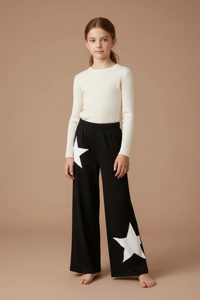 Pantalon Fluide Imprimé Noir Et Blanc - Maille