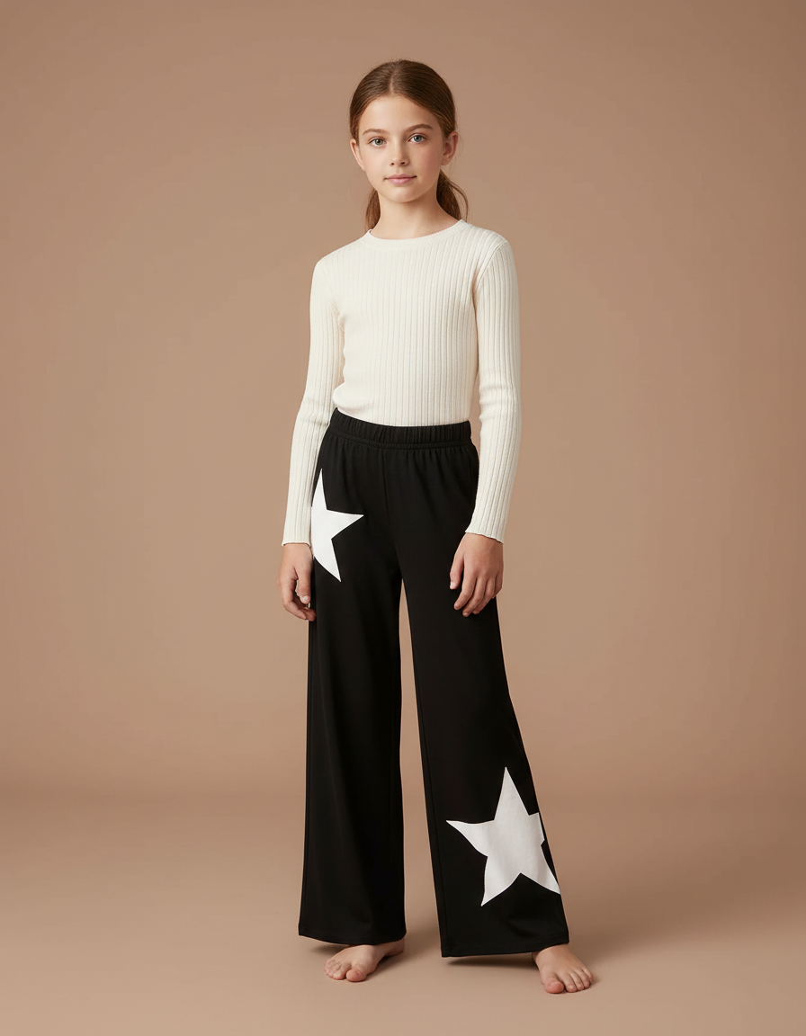 Pantalon Fluide Imprimé Noir Et Blanc - Maille