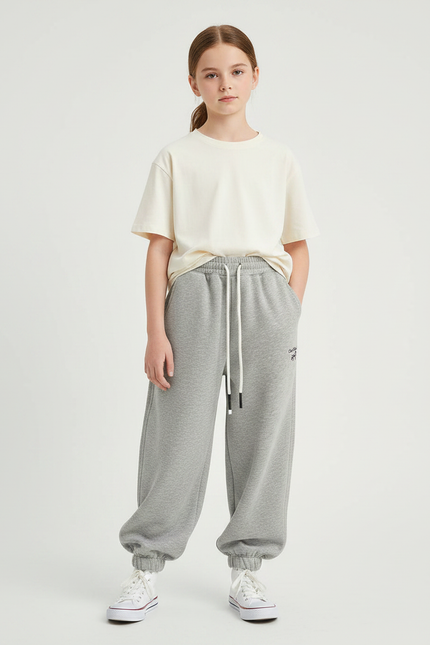Pantalon Fluide Gris Ample Molletonné Sport Enfant