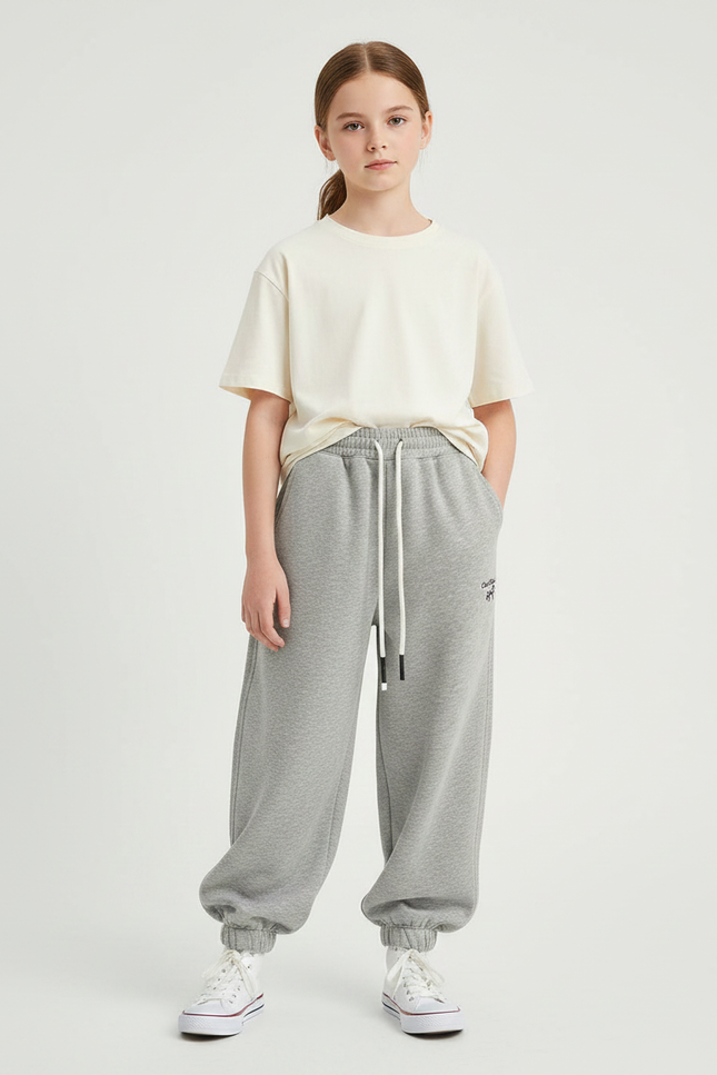 Pantalon Fluide Gris Ample Molletonné Sport Enfant