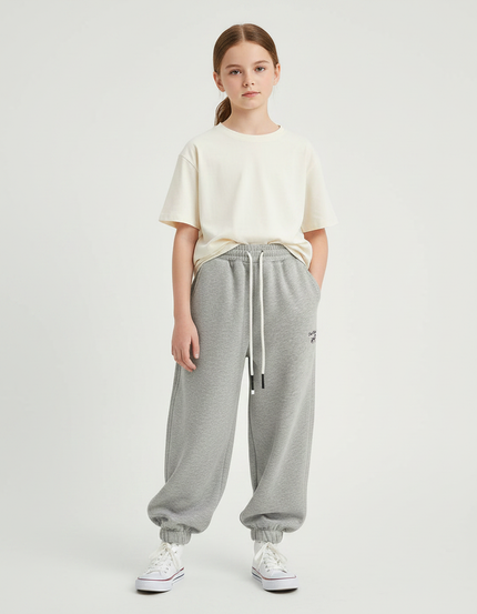 Pantalon Fluide Gris Ample Molletonné Sport Enfant