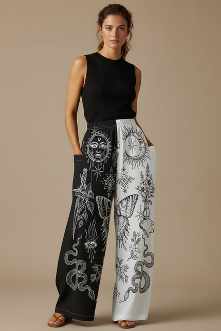 Pantalon Fluide Serpent - Multicolore Viscose
