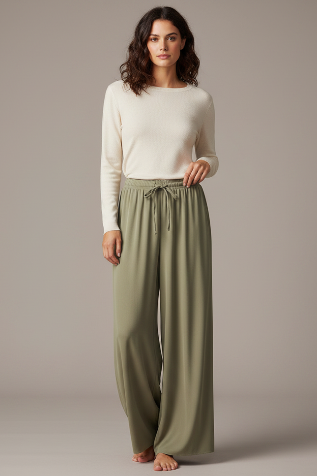 Pantalon Fluide Lyocell - Kaki Viscose