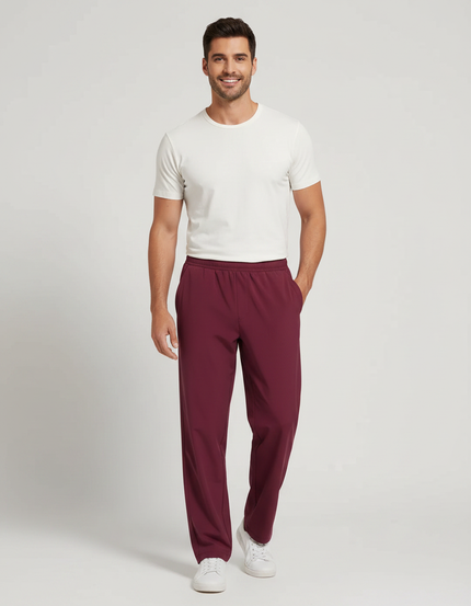 Pantalon Fluide Bordeaux Droit Confortable Homme - Polyester