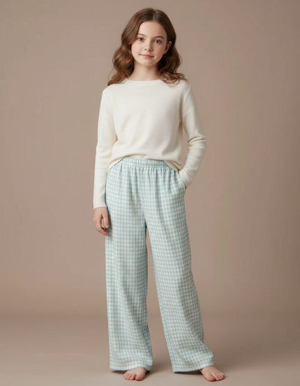 Pantalon Fluide Carreaux Ample Confortable Fille - Imprimé Molleton