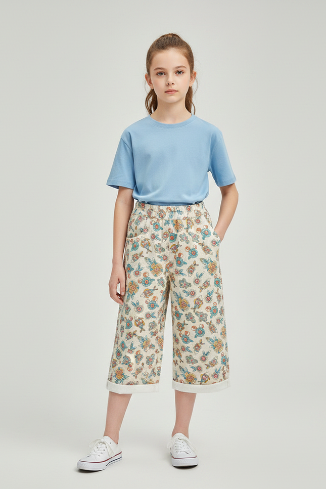 Pantalon Fluide A Fleurs - Imprimé Coton