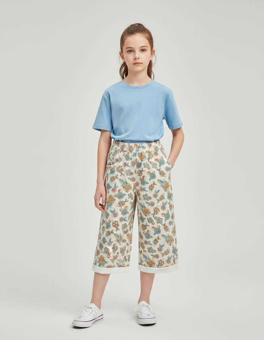 Pantalon Fluide A Fleurs - Imprimé Coton