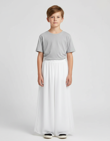 Pantalon Fluide Blanc Ample Élastique Mousseline Enfant - Polyester