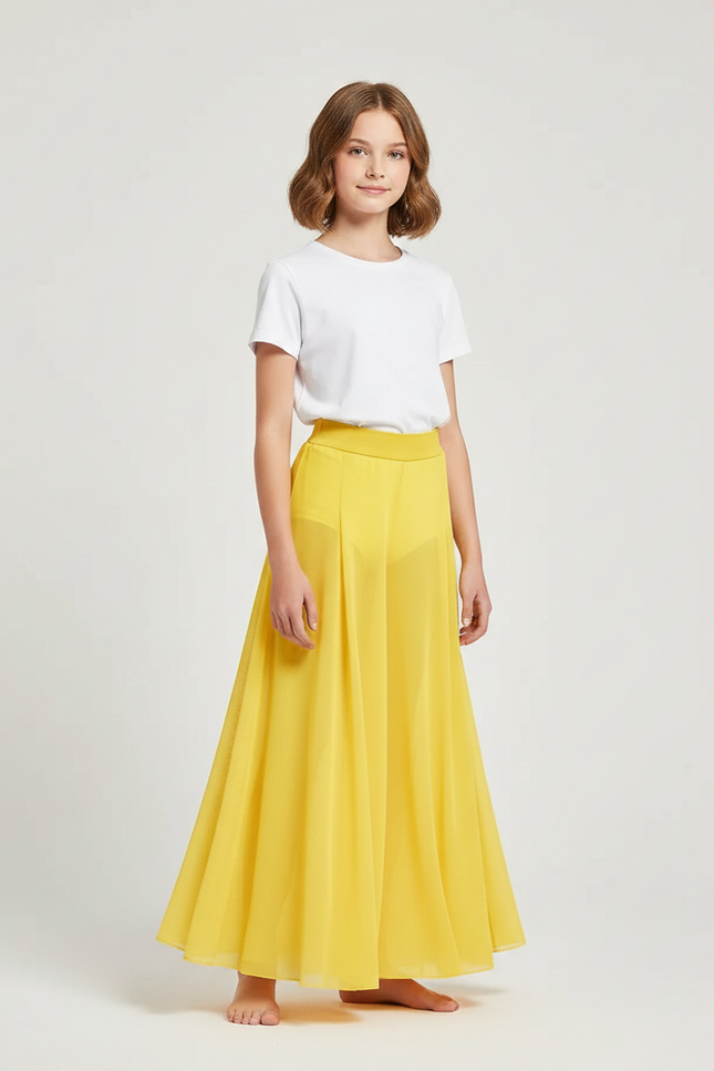 Pantalon Fluide Jaune Ample Mesh Danse Fille - Polyester