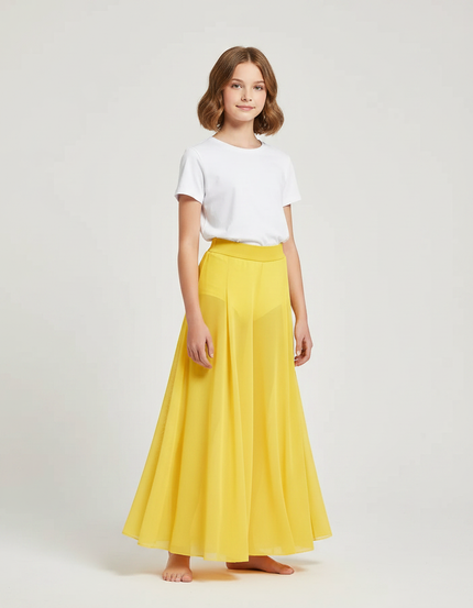Pantalon Fluide Jaune Ample Mesh Danse Fille - Polyester