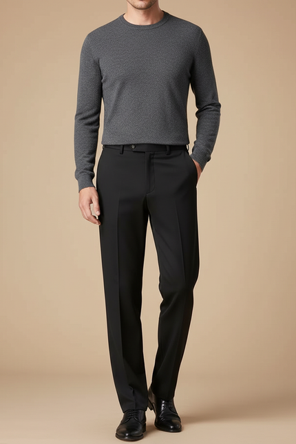 Pantalon Fluide Homme Noir Droit Formel Business - Gabardine