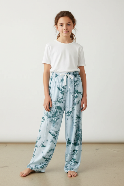 Pantalon Fluide Imprimé Tropical Ample Confortable Léger - Viscose