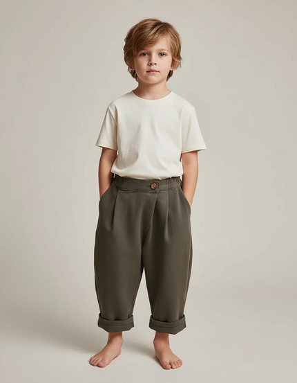 Pantalon Fluide Fuselé - Kaki Molleton