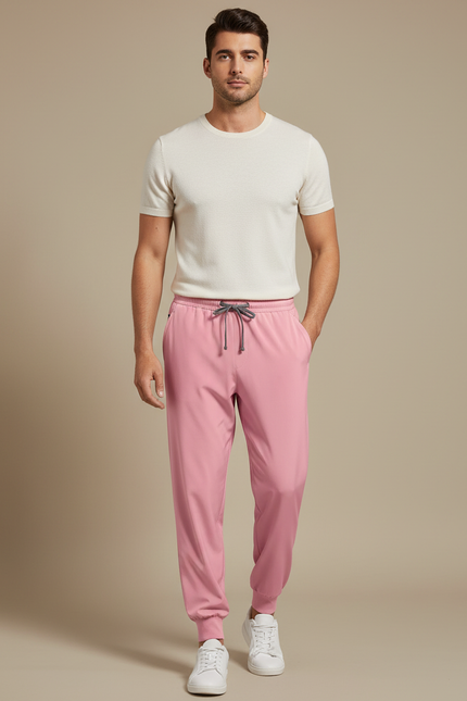 Pantalon Fluide Rose Jogger Confortable Homme - Polyester