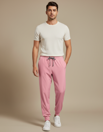 Pantalon Fluide Rose Jogger Confortable Homme - Polyester