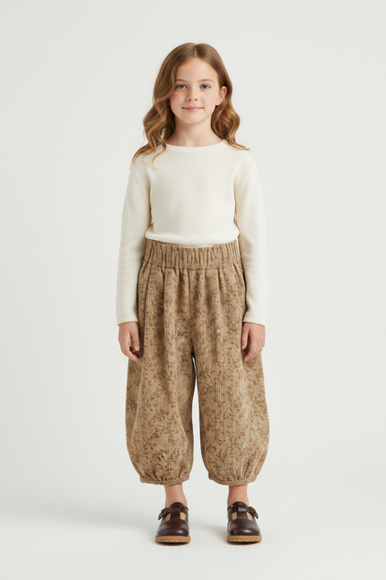 Pantalon Fluide Ballon - Beige Cordé