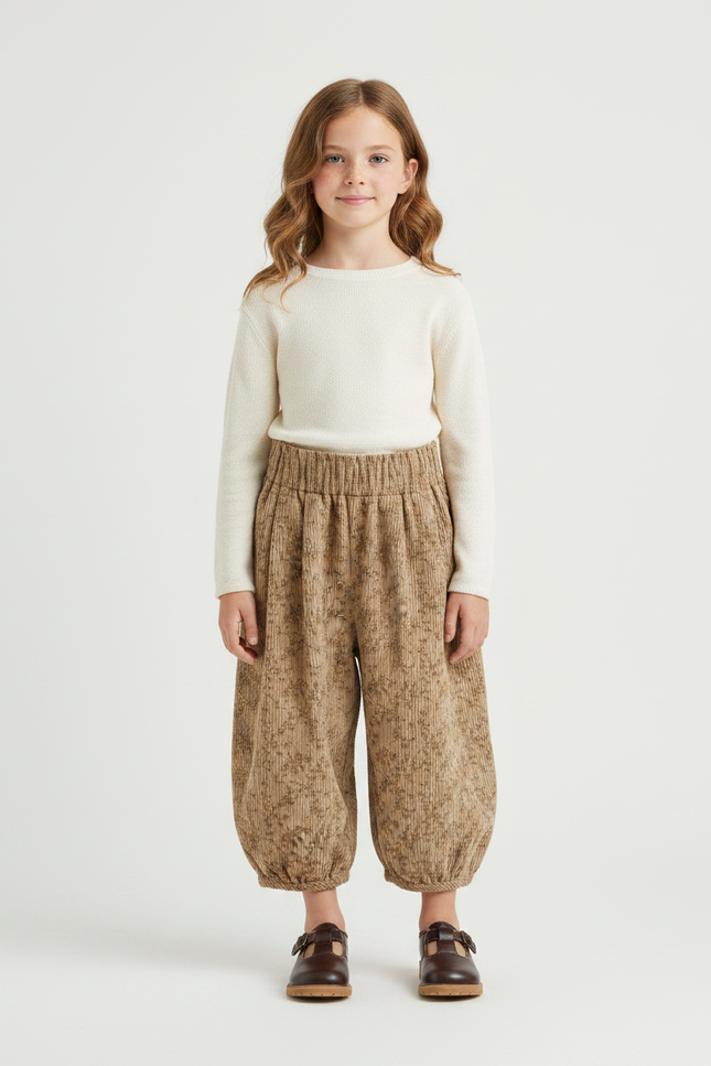 Pantalon Fluide Ballon - Beige Cordé