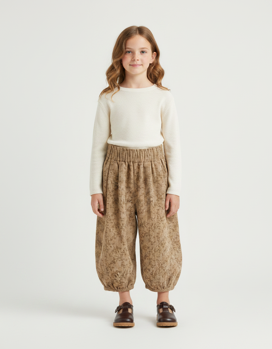 Pantalon Fluide Ballon - Beige Cordé