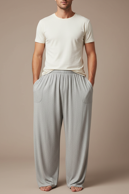 Pantalon Fluide Gris Homme Ample Confortable Doux - Molleton