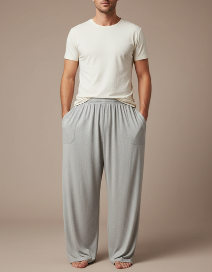 Pantalon Fluide Gris Homme Ample Confortable Doux - Molleton