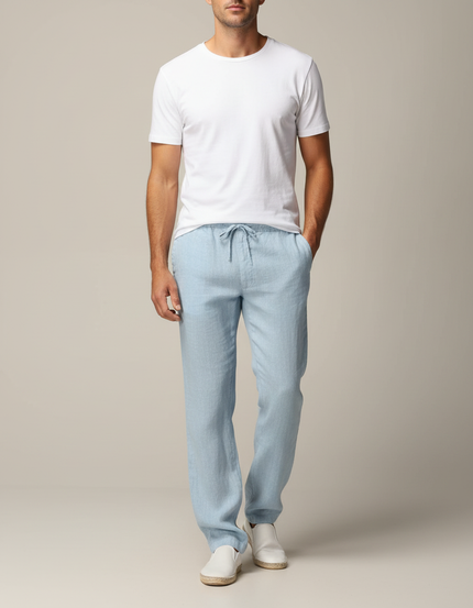 Pantalon Fluide Bleu Ciel - Lin