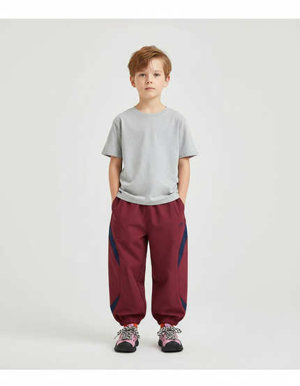 Pantalon Fluide Bordeaux Sportif Ample Décontracté Enfant - Polyester