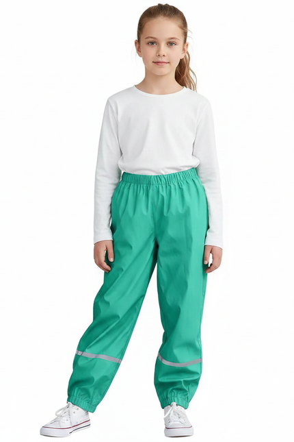 Pantalon Fluide Vert Imperméable Enfant Réfléchissant - Polyester