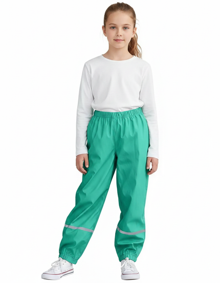 Pantalon Fluide Vert Imperméable Enfant Réfléchissant - Polyester