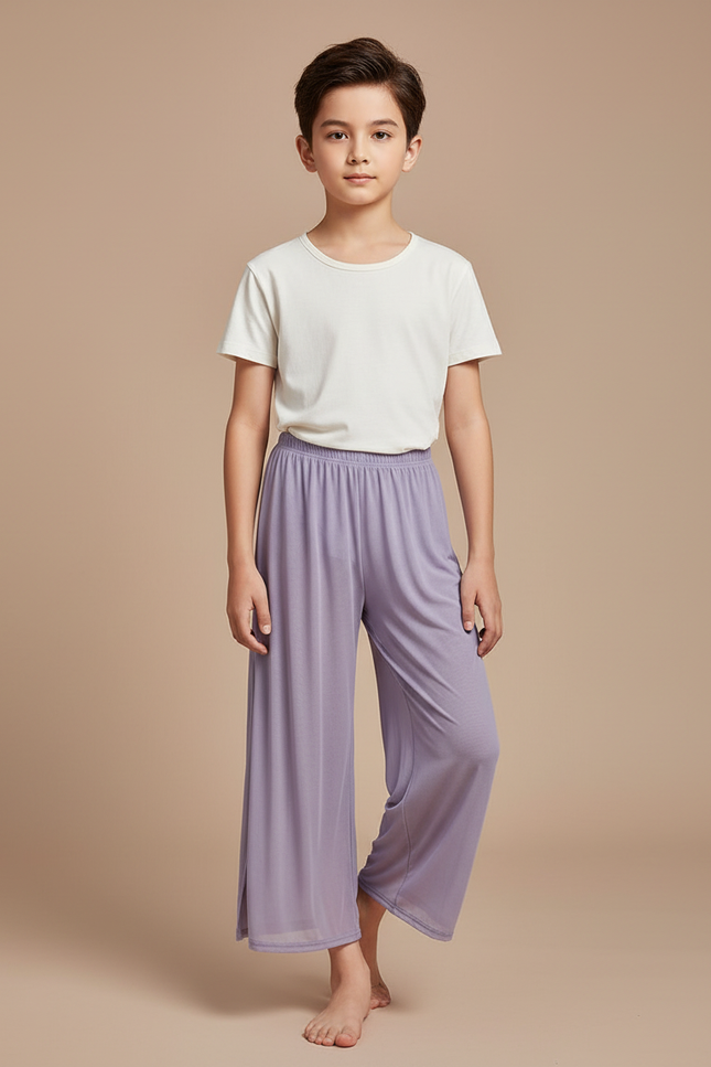 Pantalon Fluide Lavande Maille Ample Confortable Enfant - Violet