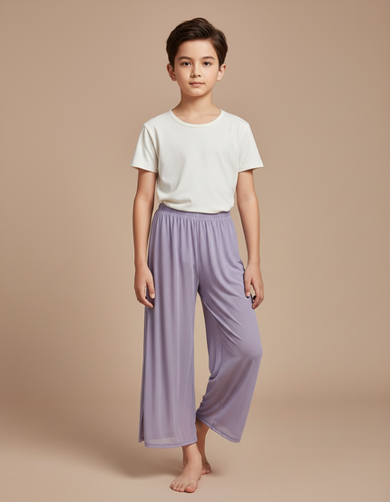 Pantalon Fluide Lavande Maille Ample Confortable Enfant - Violet