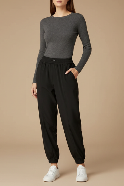 Pantalon Fluide Noir Sport Jogging Femme - Polyester